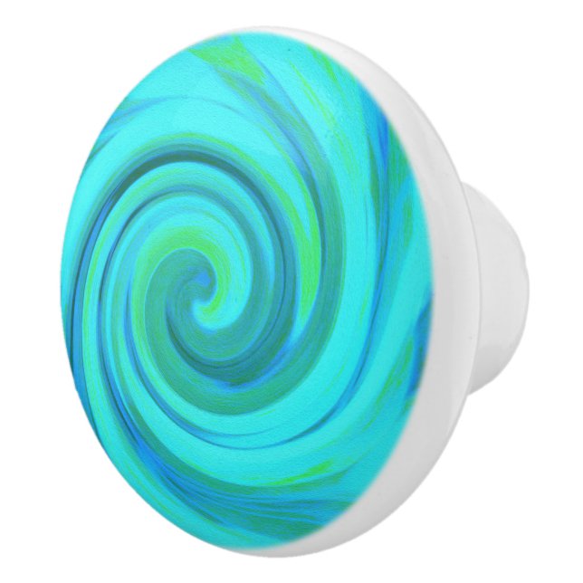 Groovy Coola Abstrakt Aqua Liquid Art Swirl Knopp (Höger)