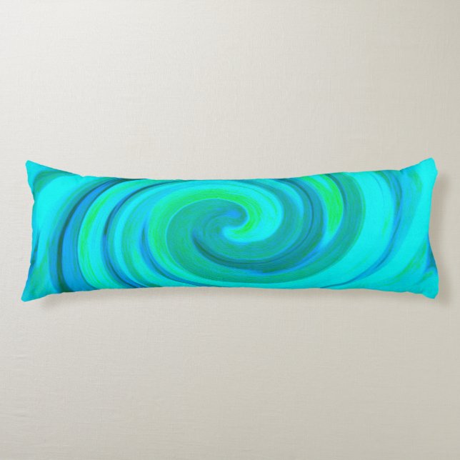 Groovy Coola Abstrakt Aqua Liquid Art Swirl Kroppskudde (Framsidan)