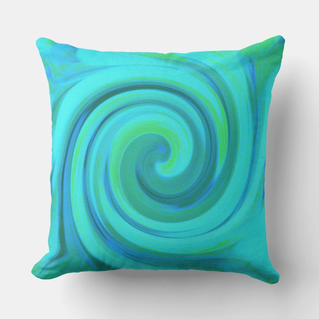 Groovy Coola Abstrakt Aqua Liquid Art Swirl Kudde (Framsida)