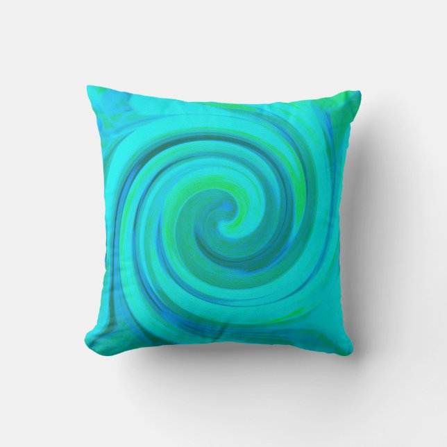 Groovy Coola Abstrakt Aqua Liquid Art Swirl Kudde (Framsida)