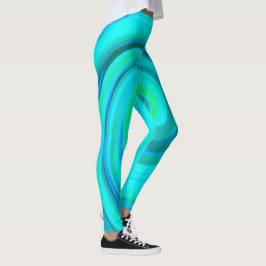 Groovy Coola Abstrakt Aqua Liquid Art Swirl Leggings