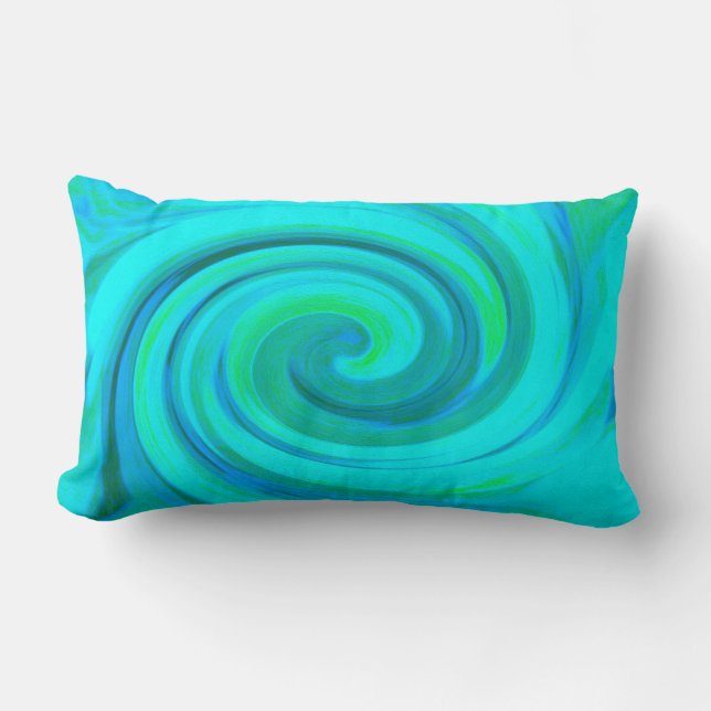 Groovy Coola Abstrakt Aqua Liquid Art Swirl Lumbarkudde (Framsida)