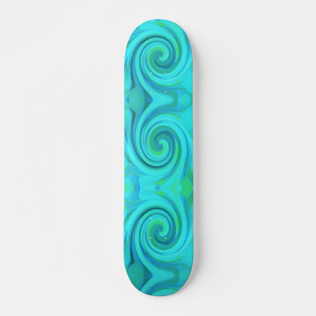 Groovy Coola Abstrakt Aqua Liquid Art Swirl Mini Skateboard Bräda 18,5 Cm (Framsida)