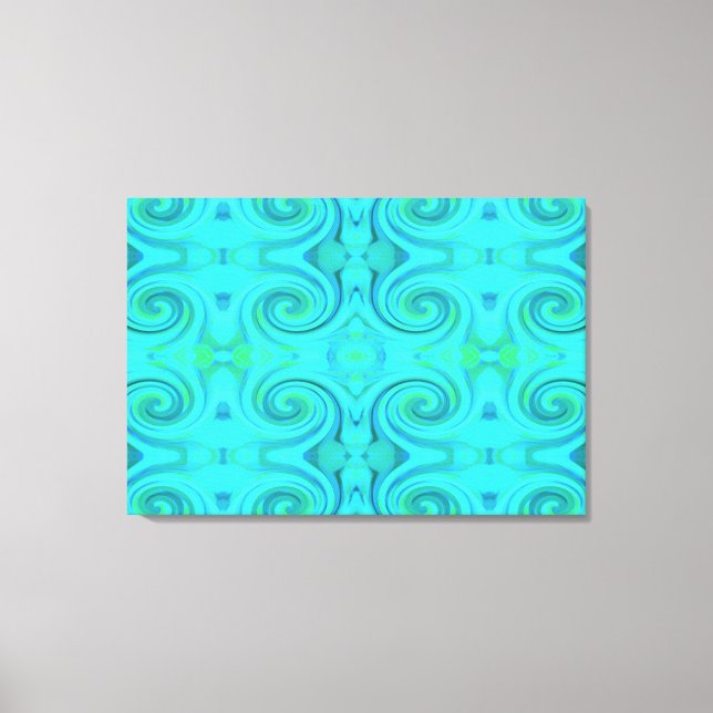 Groovy Coola Abstrakt Aqua Liquid Art Swirl Mönste Canvastryck (Framsida)