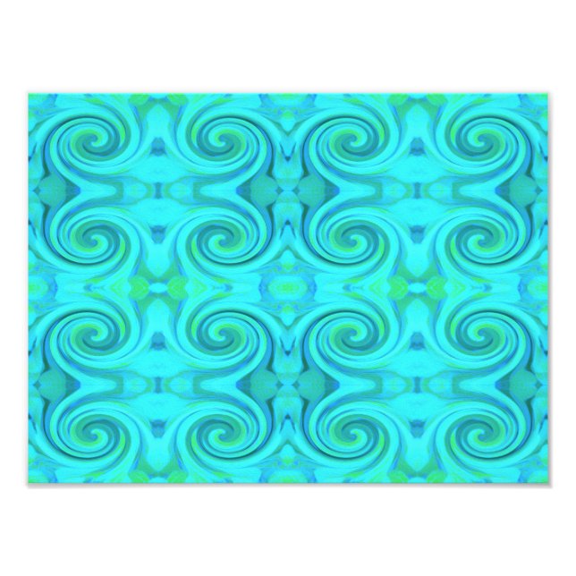 Groovy Coola Abstrakt Aqua Liquid Art Swirl Mönste Fototryck (Framsidan)