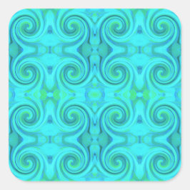 Groovy Coola Abstrakt Aqua Liquid Art Swirl Mönste Fyrkantigt Klistermärke