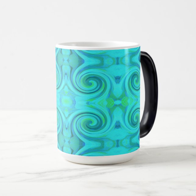 Groovy Coola Abstrakt Aqua Liquid Art Swirl Mönste Magisk Mugg (Framsida höger)