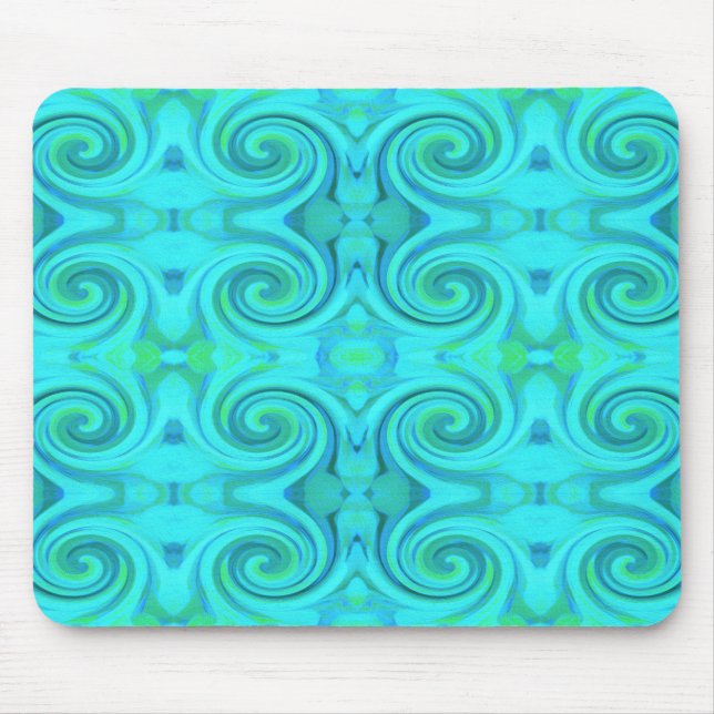 Groovy Coola Abstrakt Aqua Liquid Art Swirl Mönste Musmatta (Framsidan)