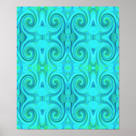 Groovy Coola Abstrakt Aqua Liquid Art Swirl Mönste Poster