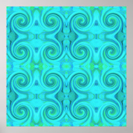 Groovy Coola Abstrakt Aqua Liquid Art Swirl Mönste Poster
