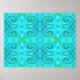 Groovy Coola Abstrakt Aqua Liquid Art Swirl Mönste Poster