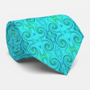 Groovy Coola Abstrakt Aqua Liquid Art Swirl Mönste Slips