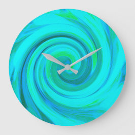Groovy Coola Abstrakt Aqua Liquid Art Swirl Stor Klocka