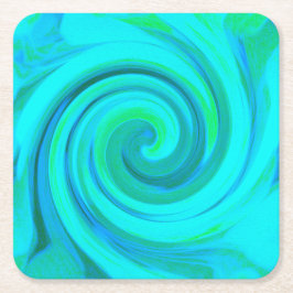 Groovy Coola Abstrakt Aqua Liquid Art Swirl Underlägg Papper Kvadrat