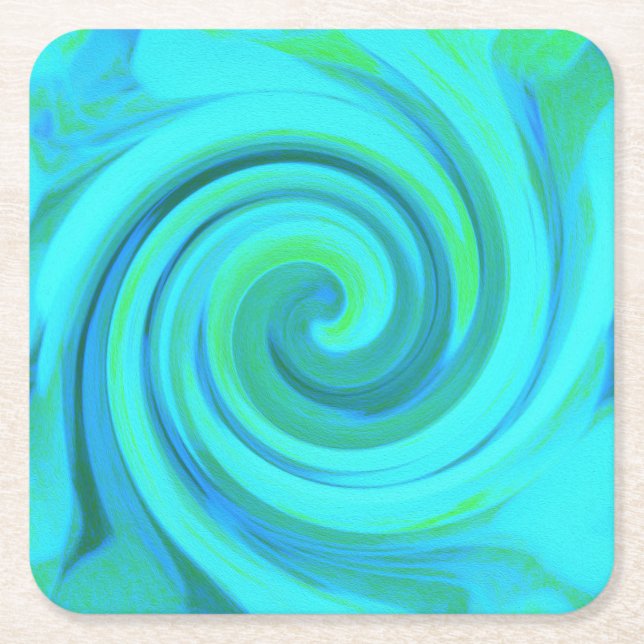 Groovy Coola Abstrakt Aqua Liquid Art Swirl Underlägg Papper Kvadrat (Framsidan)
