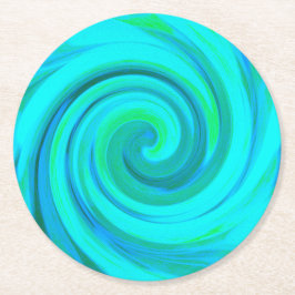 Groovy Coola Abstrakt Aqua Liquid Art Swirl Underlägg Papper Rund