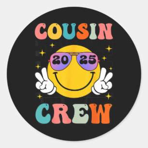 Groovy Cousin Crew 2025 Sommar Vacation Beach Fami Runt Klistermärke