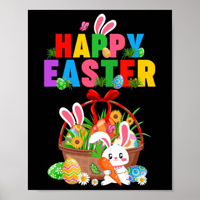 Groovy Cute Bunny Påskägg Bysket Påsk Day Gir Poster (Framsidan)