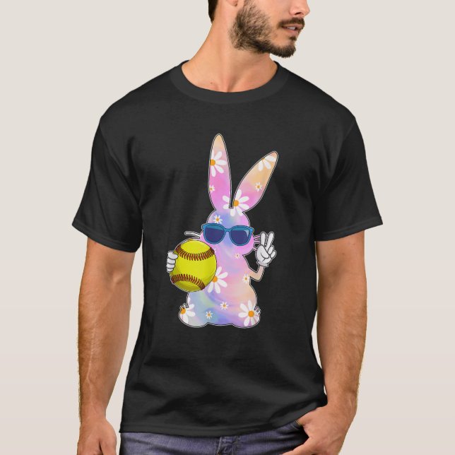 Groovy Cute Easter Bunny Softball Easter Day Men B T Shirt (Framsida)