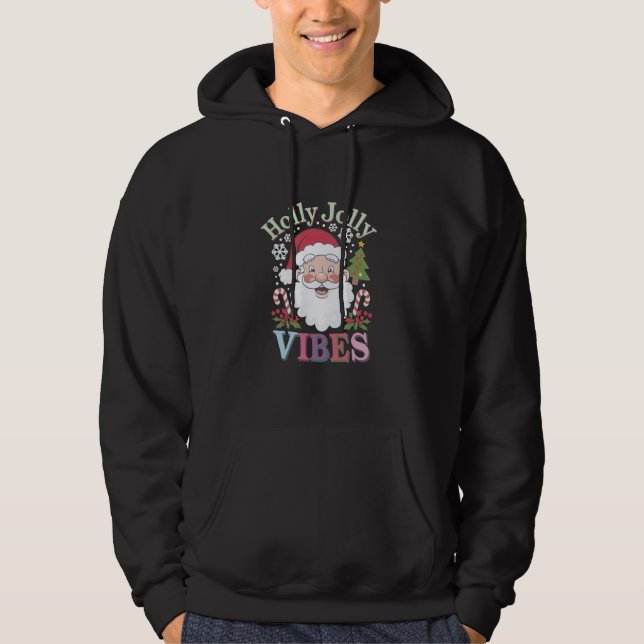 Groovy Cute Jultomten Holly Jolly Vibes Julafton Hoodie (Framsida)