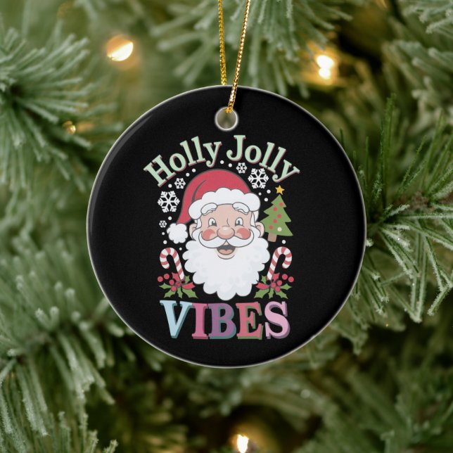 Groovy Cute Jultomten Holly Jolly Vibes Julafton Julgransprydnad Keramik (Träd)