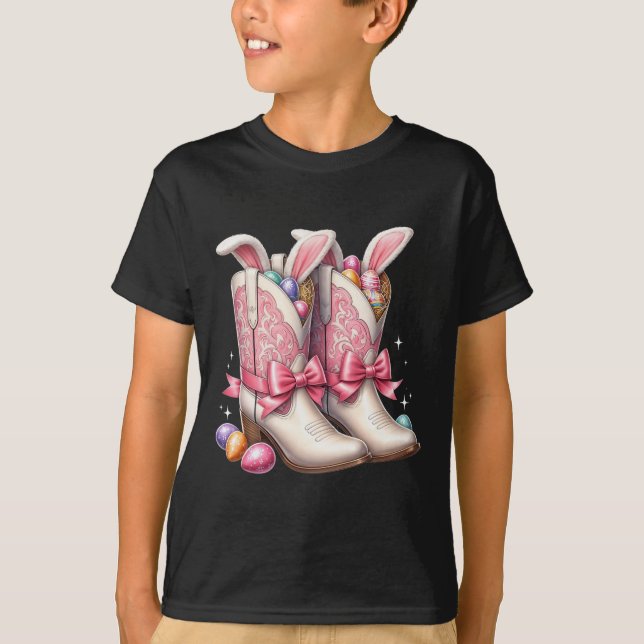 Groovy Cute Påskäggs Boots Western CowboyHowdy T Shirt (Framsida)