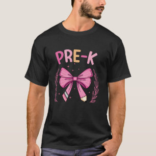 Groovy Cute Pre K Rosa Coquette Bow Pencil tillbak T Shirt