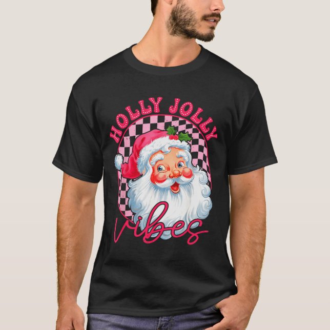 Groovy Cute Santa Claus Christmas Vibes Xmas Women T Shirt (Framsida)