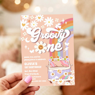 Groovy Daisy 1-års inbjudan