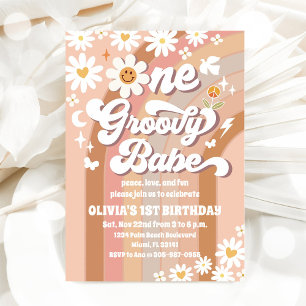 Groovy Daisy 1-års inbjudan