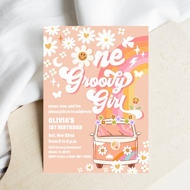 Groovy Daisy 1-års inbjudan (Skapare uppladdad)