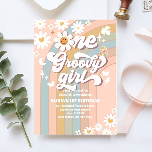 Groovy Daisy 1-års inbjudan (Skapare uppladdad)