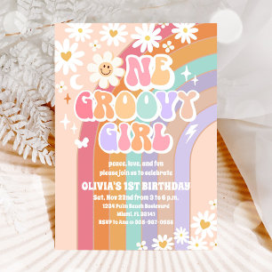 Groovy Daisy 1-års inbjudan
