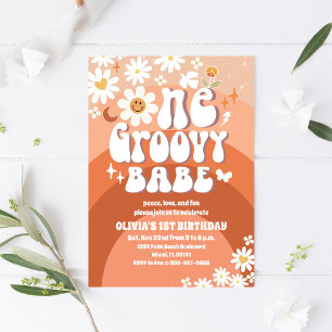 Groovy Daisy 1-års inbjudan