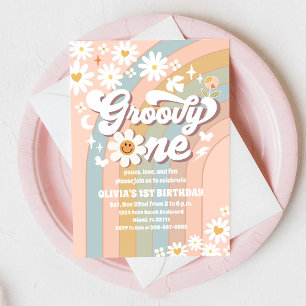 Groovy Daisy 1-års inbjudan
