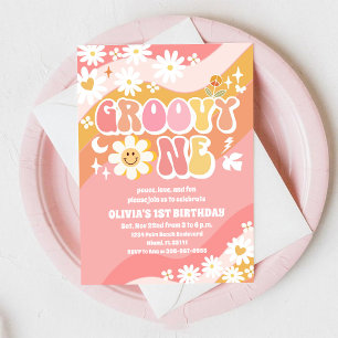 Groovy Daisy 1-års inbjudan