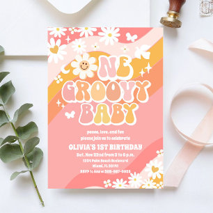 Groovy Daisy 1-års inbjudan