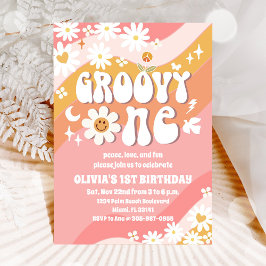 Groovy Daisy 1st Birthday Invitation Inbjudningar
