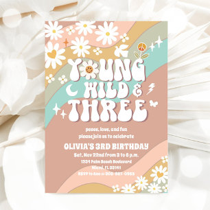 Groovy Daisy 3-års inbjudan