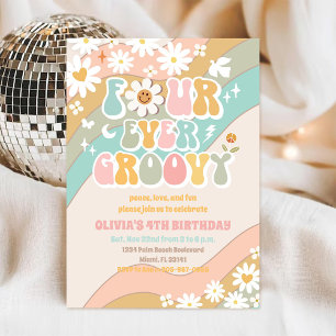 Groovy Daisy 4-års inbjudan