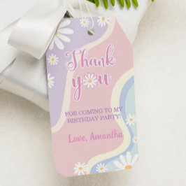 Groovy Daisy Birthday Tack Märkre Presentetikett
