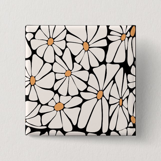  Groovy Daisy Blomma Retro  Knapp (Framsida)