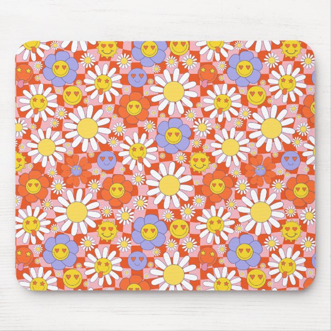Groovy Daisy Blommig Rutig, Y2K 90-tal  Musmatta (Framsidan)