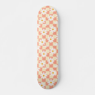 Groovy Daisy Blommigt Checkerboard, Y2K 90s Mini Skateboard Bräda 18,5 Cm