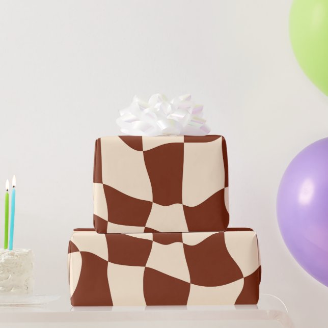 Groovy Daisy Blommigt Checkerboard, Y2K 90s Wrappi Presentpapper (Festgåvor)