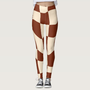 Groovy Daisy Blommigt Heart Checkerboard, Y2K 90s Leggings