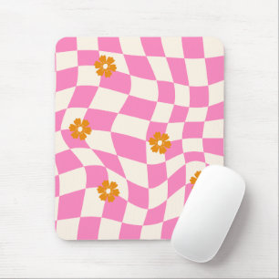 Groovy Daisy Blommigt Heart Checkerboard, Y2K 90s Musmatta