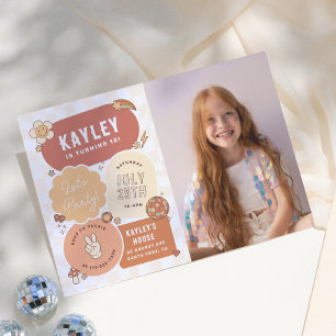 Groovy Daisy Boho Låt oss festa Flicka Födelsedags Inbjudningar