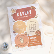 Groovy Daisy Boho Retro Let's Party Flicka Födelse