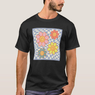Groovy Daisy Flower Lycklig Ansikte Hippie kontrol T Shirt